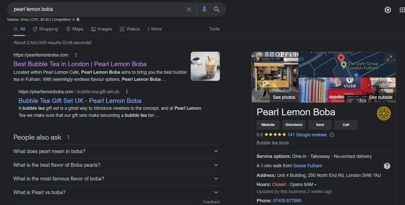 pearl lemon boba search